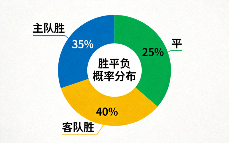 胜平负概率分布环形图 - 直观展示主队胜、平、客队胜的预测概率百分比